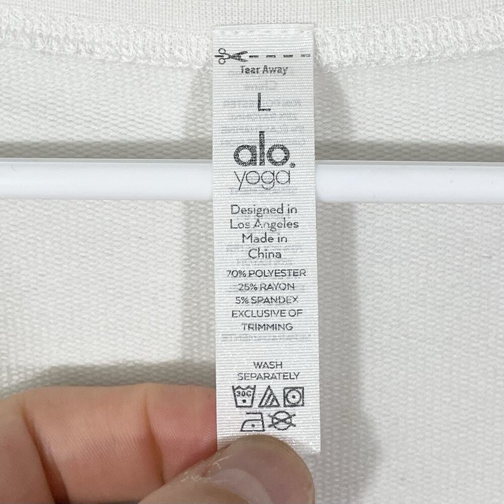 Alo Yoga Oversized Deep V Neck Pullover Sweatshirt Womens Size Large White - Picture 3 of 5